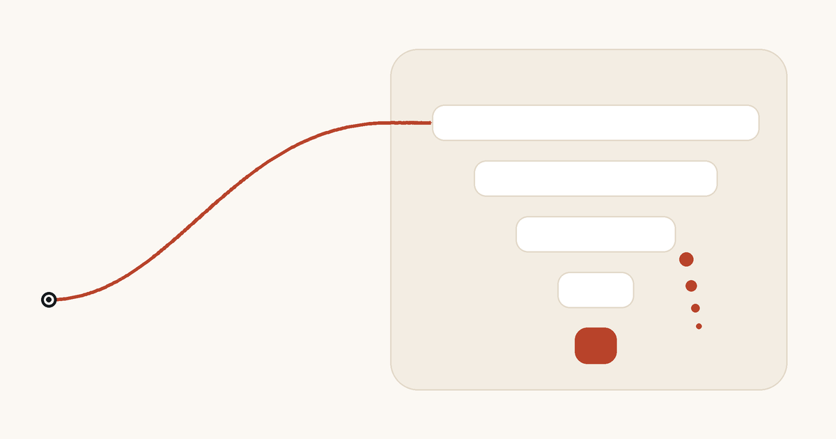 Illustration: a thread entering a sales funnel with a leak on one side